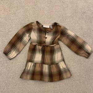 The Children's Place Green and Brown Plaid Button-Up Dress